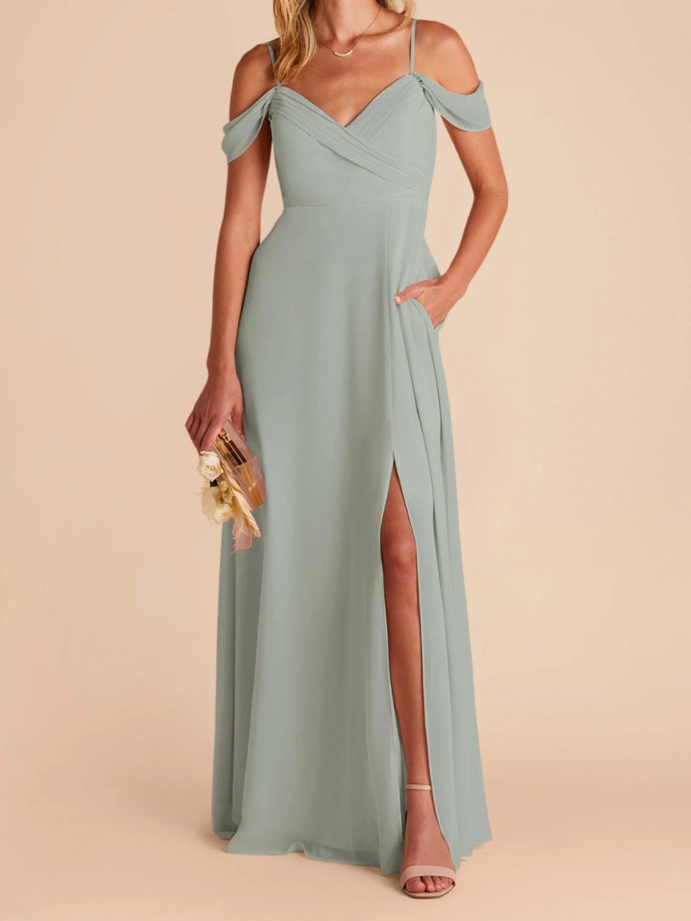 Birdy Grey Chiffon Bridesmaid Dress Sage - READ DESCRIPTION